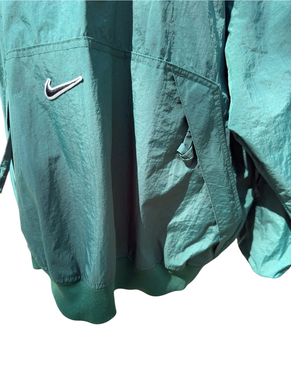 Nike V-Neck Nylon Pullover Vintage Y2K Sportswear Center Swoosh Green Gold XL - Picture 6 of 15